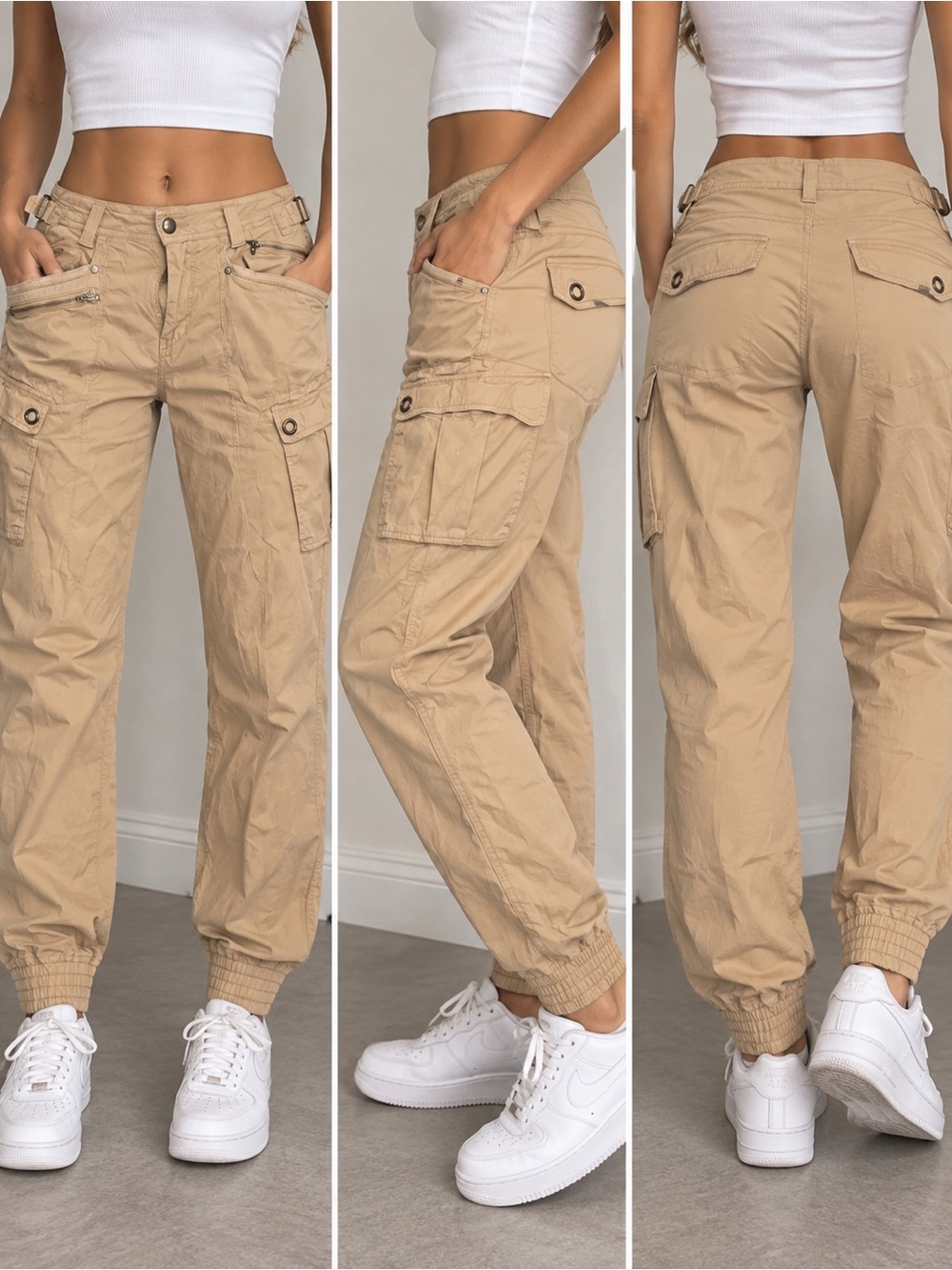 Lauren Ralph Lauren Tan Cargo Utility Jogger Pants